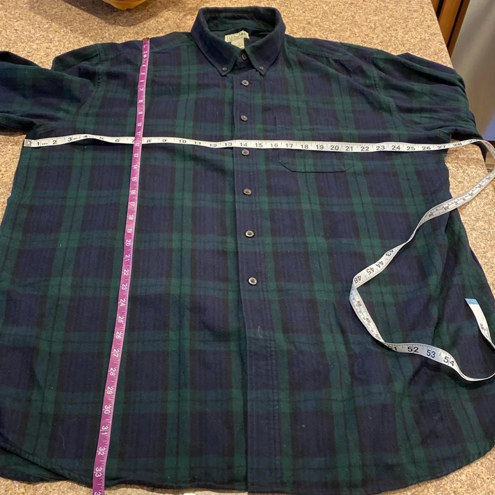 L.L. Bean Long Sleeve Plaid Flannel Cotton Shirt With FLAWS XXL Tall